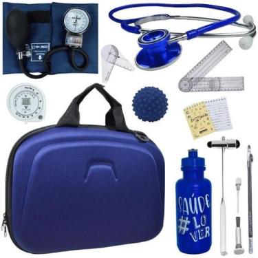 Imagem de Kit Maleta Fisioterapia lisa Goniômetro Pequeno Grande Martelo Buck Ad