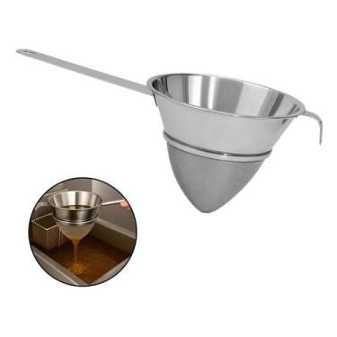 Imagem de Funil Chinoy Coador Peneira Total Inox 20cm C/ Descanso Luxo FRG0247 F