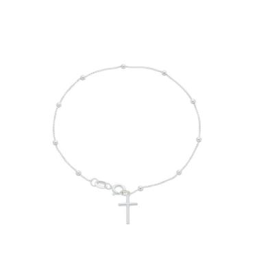 Imagem de Pulseira De Prata 925 Bolinha Com Crucifixo