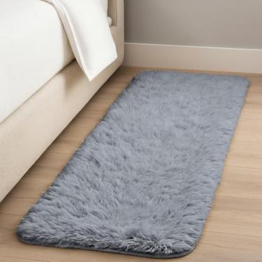 Imagem de Tapete Passadeira Felpuda 2,00 X 0,60 Mt Para Quarto Antiderrapante(Cinza Liso)