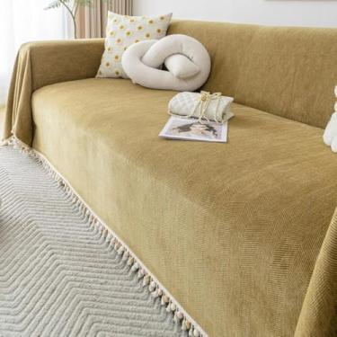 Imagem de Capa de sofá, capa de sofá, protetor de sofá lavável para sala de estar, cobertor protetor de móveis, antiderrapante, ideal para quarto de família, decoração de casa - amarelo claro|||180 x 180 cm