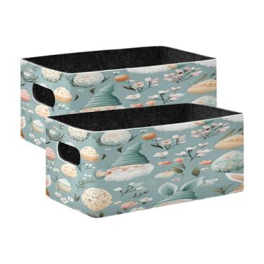 Imagem de xigua Conjunto de 2 caixas de armazenamento fofas de gnomos de Páscoa, cubo de armazenamento dobrável, organizador de cestas de armazenamento para livros, prateleiras, armário, lavanderia, berçário