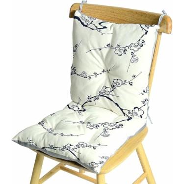 Imagem de Almofada para cadeira de balanço de interior com encosto alto, conjunto de almofadas para cadeiras de pátio japonesas com amarras para cadeiras de jantar e de escritório.