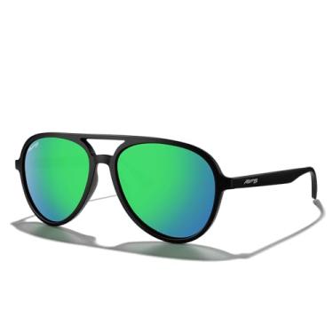 Imagem de MERRY'S Óculos de sol aviador clássicos polarizados para mulheres e homens, retrô, ponte dupla, aviadores S8376, Armação preta fosco/lente polarizada espelhada verde, Lens Width: 57 Millimeters