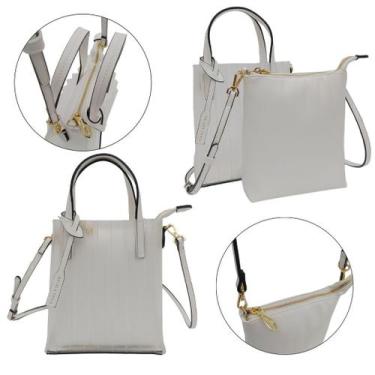 Imagem de Bolsa feminina mão é transversal 2 em 1 - golden fenix, Branco