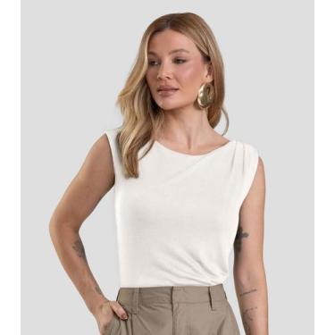 Imagem de Regata Feminina em Visco Tricot Dianna Bege, P, Bege