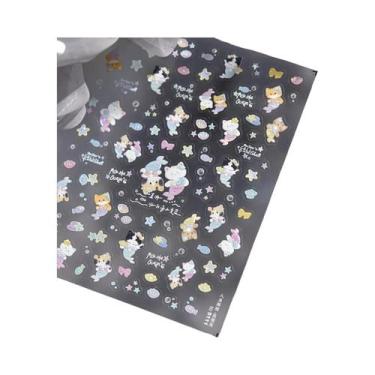 Imagem de Adesivos De Unha Autoadesivos Com Bolhas Laser E Estrelas Para Manicur