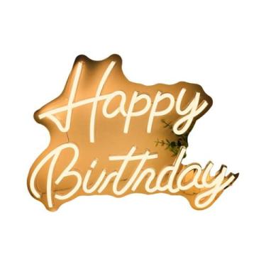 Imagem de Letreiro LED Neon De Feliz Aniversário, Alimentado Por USB, Arte De Pa
