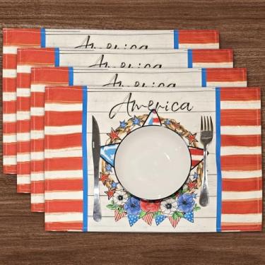 Imagem de Jogo americano conjunto de 4 tapetes de mesa antiderrapantes 40 x 30 cm, lavável, colorido, pano, mesa de jantar, jogo americano resistente ao calor (estilo 2, 4 peças)