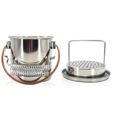 Imagem de HAUSTGO Lavadora de pincéis de aço inoxidável jumbo - Limpador de pincel multiuso com suporte espiral, grade de sedimentos removíveis e alça - compatível com água, aguarrás, diluentes de tinta