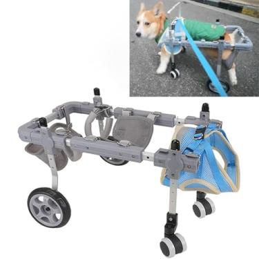 Imagem de Cadeira de rodas de alumínio para reabilitação - Carrinho ajustável para animais de estimação pequenos, médios e grandes, auxílio de mobilidade para caminhadas assistidas e recuperação