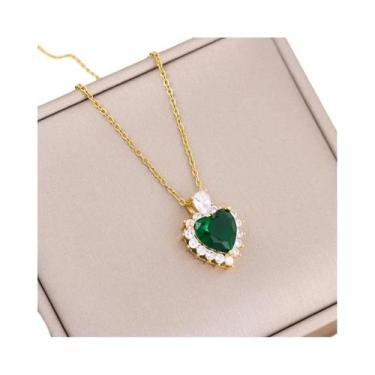 Imagem de Colar Com Pingente De Cristal De Zircônia Verde Para Mulheres, Joia De