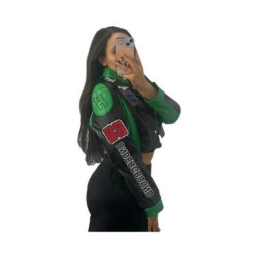 Imagem de Jaqueta Feminina Y2K Cropped Estilo Hipster Com Estampa De Letras E Pa