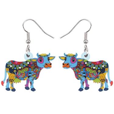 Imagem de Brincos de gado com pingente de gota de acrílico, design de fazenda engraçado, presente adorável para meninas, mulheres e crianças, Acílico, Sem pedra preciosa