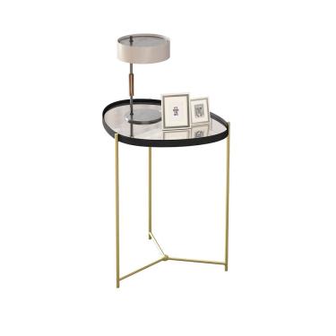 Imagem de Mesa Lateral Organic Alamanda Preto Pe Dourado - Moveis Jb
