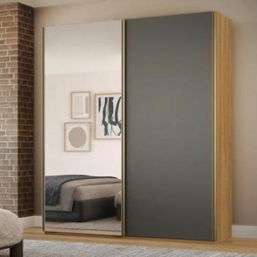 Imagem de Guarda Roupa Solteiro Espelho 2 Portas de Correr 3 Gavetas Raffinato B