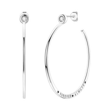 Imagem de Brincos De Argola Grandes Em Prata Esterlina 925 Com Zircônia Para Mul