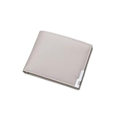 Imagem de Carteira masculina fina texturizada dupla - porta-cartões compacto de poliuretano com 5 compartimentos e janela para identidade, estilo horizontal ou vertical, preto, marrom, cinza, branco, 622 Cinza