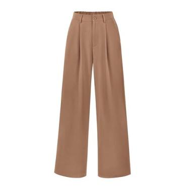 Imagem de Pantalones PRETTYGARDEN de pierna ancha, cintura alta, casual, color c