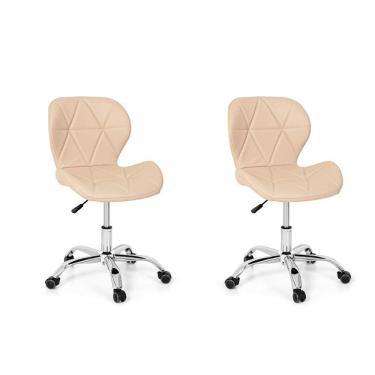 Imagem de Conjunto 02 Cadeiras Office Eiffel Slim Base Giratória Nude