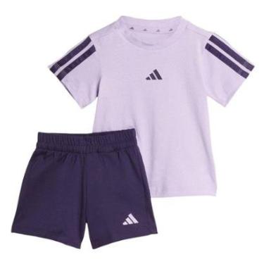 Imagem de Conjunto Adidas Essentials 3 Stripes Infantil - Lilás 2-3-Unissex