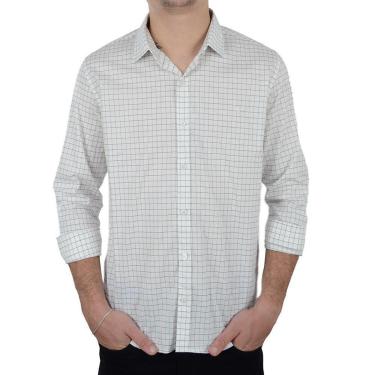Imagem de Camisa Masculina Docthos ML Slim Xadrez Off White - 2498-Masculino