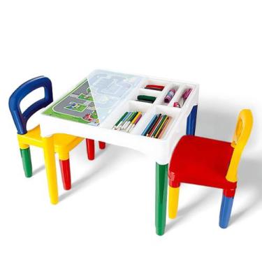 Imagem de Mesa Infantil Com Cadeiras Didática de Atividades 49cm - Poliplac