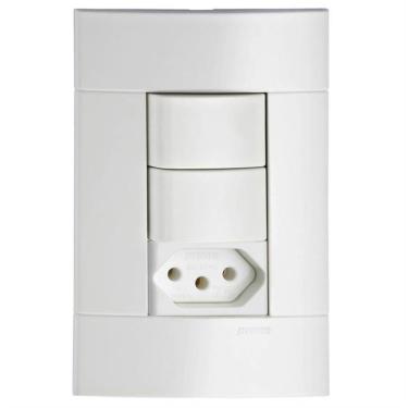Imagem de Conjunto 2 Interruptores Simples + 1 Tomada 2 Pinos + Terra 10 Amperes 250 Volts Prm44721 Schnei
