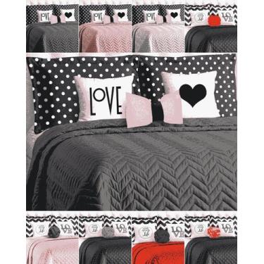 Imagem de Cobreleito casal 8 peças sem costura em microfibra com almofada decora