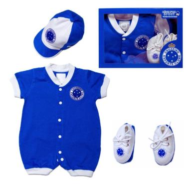 Imagem de Kit Macacão Bebê Cruzeiro 3 Peças Oficial
