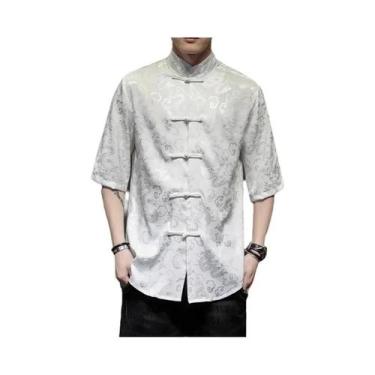 Imagem de Camisa Masculina plus Size De Manga Curta Estilo Dragão Kung Fu, Elega