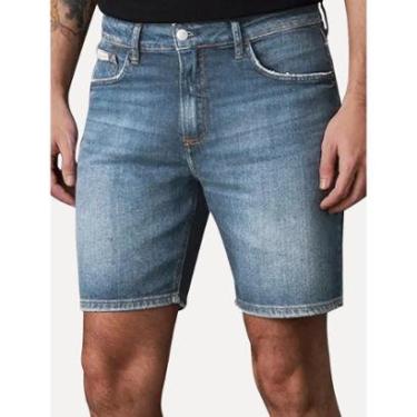 Imagem de Bermuda Calvin Klein Jeans Masculina 5 Pockets Azul Médio-Masculino