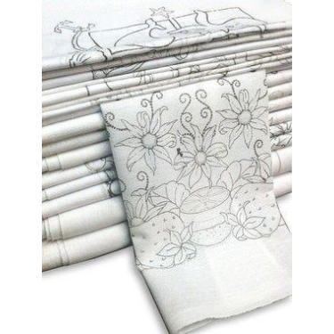 Imagem de Pano de Prato Bainha Riscado Engomatextil Estampas Variadas para Pinta