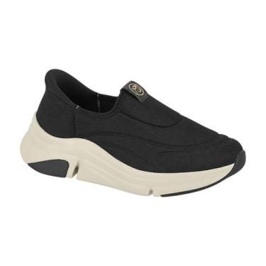 Imagem de Tênis Casual Slip On Sola Leve Ultraconforto Feminino Modare Preto 37
