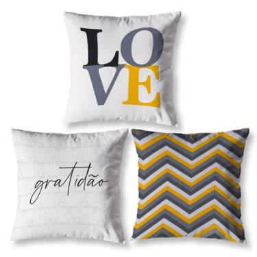 Imagem de Kit 3 Capa de Almofada 40cm x 40cm Decorativas Estampadas Digital Colo