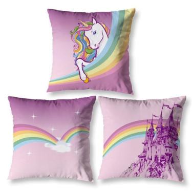 Imagem de Kit 3 Capa de Almofada Estampadas Infantil 40cm x 40cm Zíper invisível
