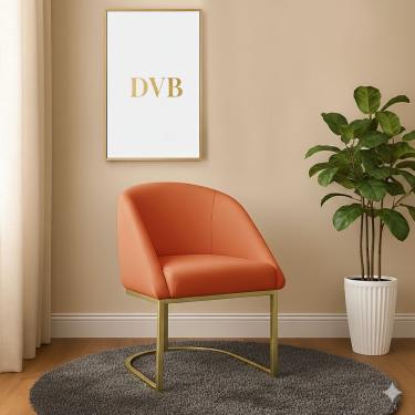 Imagem de Poltrona Lua Decorativa para Quarto em Veludo com Encosto Curvo Aconchegante Terracota