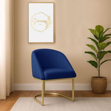 Imagem de Poltrona Lua Giratória Tecido Veludo Azul