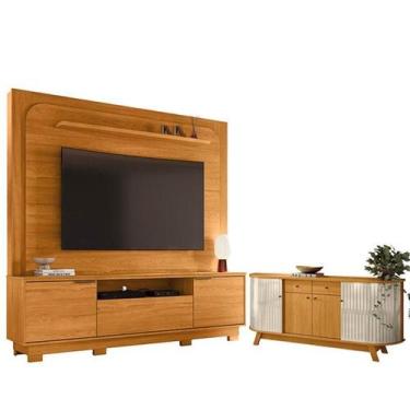 Imagem de Estante Home Theater Nilo com Pés Cinamomo com Aparador para Sala Buff