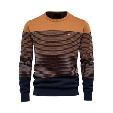 Imagem de Suéter Masculino De Inverno Quente Em Algodão Com Gola O E Detalhes Em