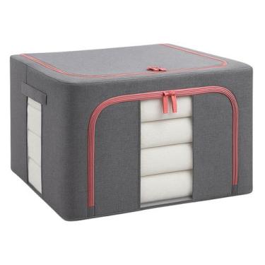 Imagem de Caixa Organizadora C/ Visor e Zíper Roupas Edredom Dobrável - Dexin