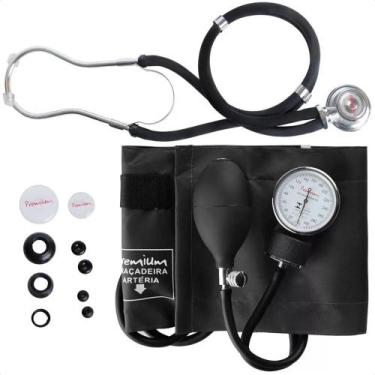 Imagem de Kit Esfigmomanômetro + Estetoscópio Rappaport Premium Preto - Congratu
