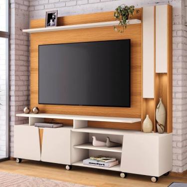 Imagem de Estante Painel Tv 70 Pol 200cm com Led Derek Cinamomo/Off H01 - Mpozenato