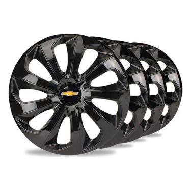 Imagem de Jogo 4 Calota Velox Aro 14 Preta Gm Corsa Celta Agile Prisma - Preto -