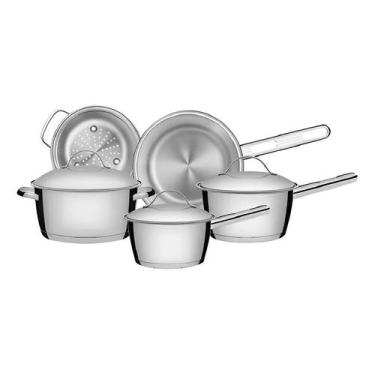 Imagem de Jogo de Panelas Tramontina Allegra em Aço Inox com Fundo Tri - Congrat