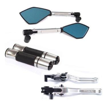 Imagem de Kit Manete Manopla Retrovisor Xj6 Fazer 600 Mt-07 Mt-09 - NoBrand, Pra