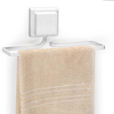 Imagem de Porta Toalha de Rosto Barra Banheiro Lavabo Toalheiro Sem Furo Fixação