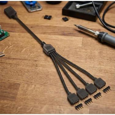 Imagem de Cabo Hub Cooler Fan 4 Pinos Splitter 1x4 Iluminacao Gabinete Adaptador