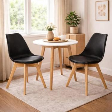Imagem de Conjunto com 2 Cadeiras Saarinen Leda Preta Wood com Pés de Madeira  C