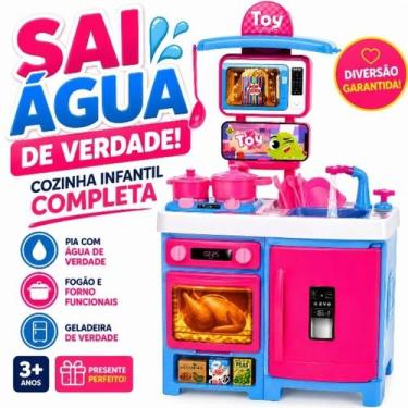 Imagem de Cozinha Infantil Completa Sai Água De Verdade Com Pia Fogão Forno Gela